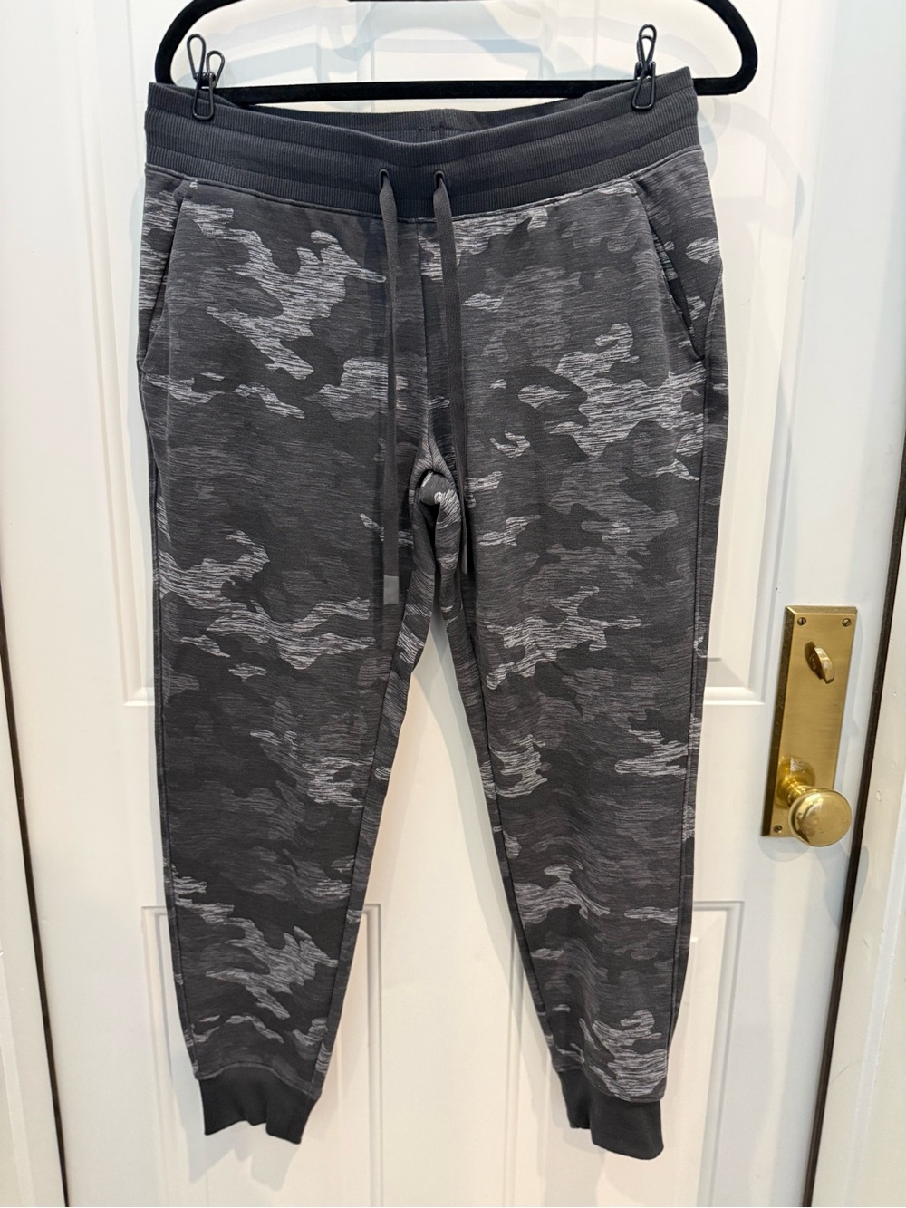 Women’s Grey Camo Jogger Pants - Drawstring Waist